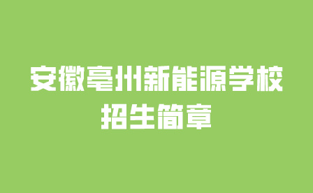 安徽亳州新能源学校