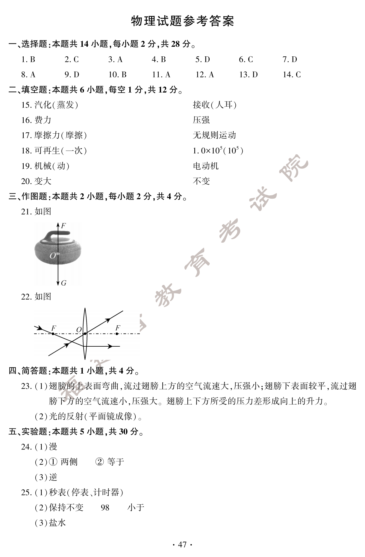 必看！2024年福建中考物理真题试卷（含答案）