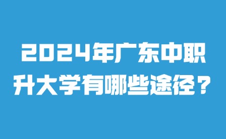 2024年广东中职升大学有哪些途径?