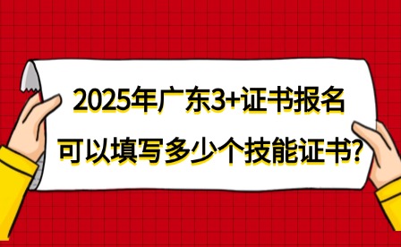 2025年广东3+证书报名可以填写多少个技能证书?